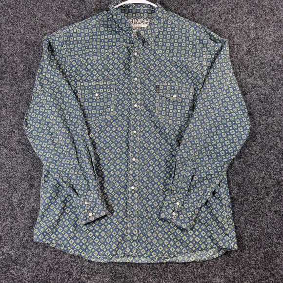 Cinch Other - CINCH MODERN FIT Mens Blue Geometric Print Long Sleeve Snap Shirt XXL